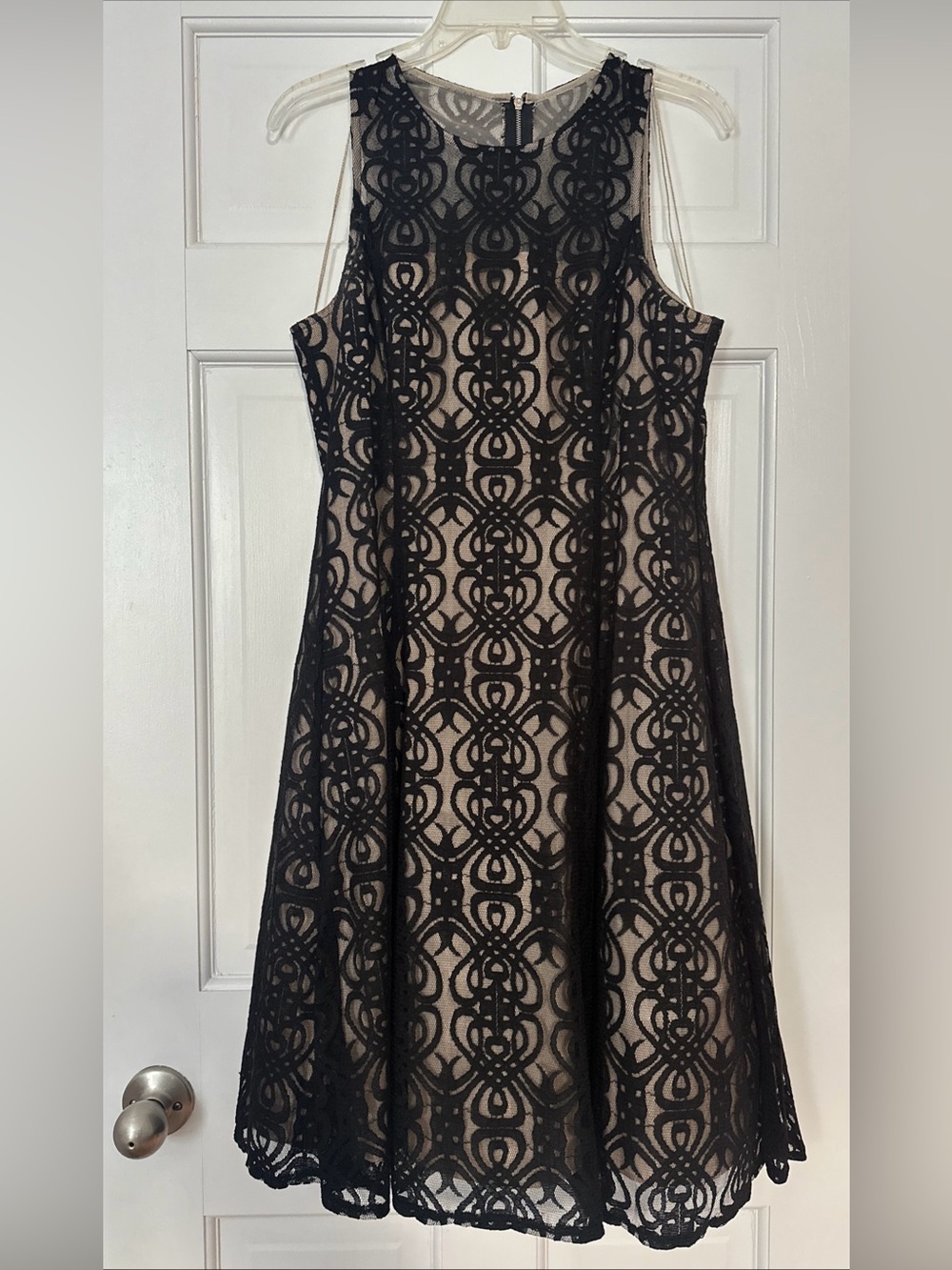 Maggy London Black Lace Overlay A-Line Dress - Sleeveless 10